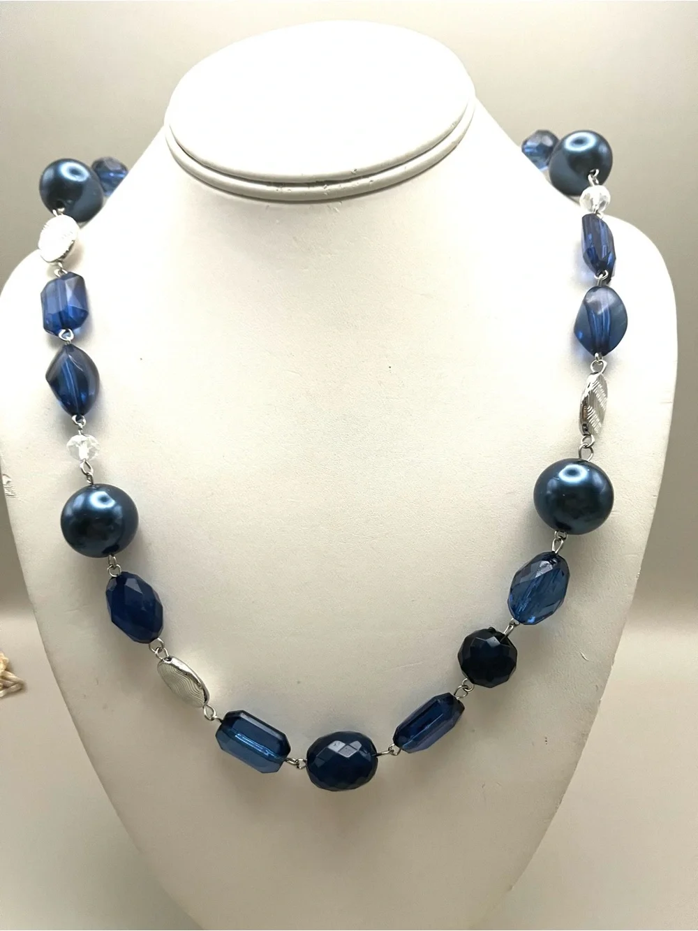 Blue Beaded Statement Necklace - Unbranded